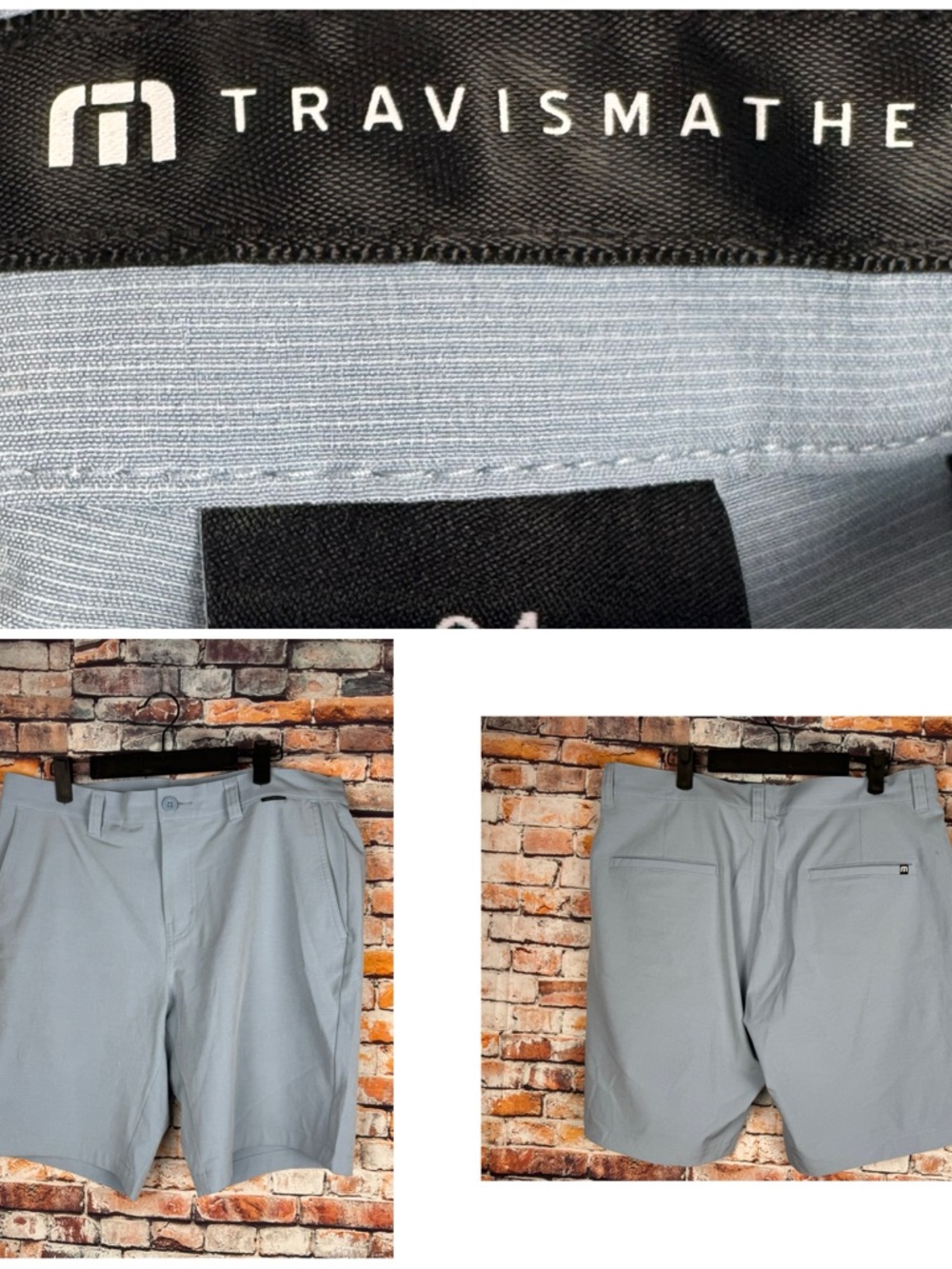 Travis Mathew Tech Chino Golf Shorts Preppy Casual Periwinkle Blue Size 34